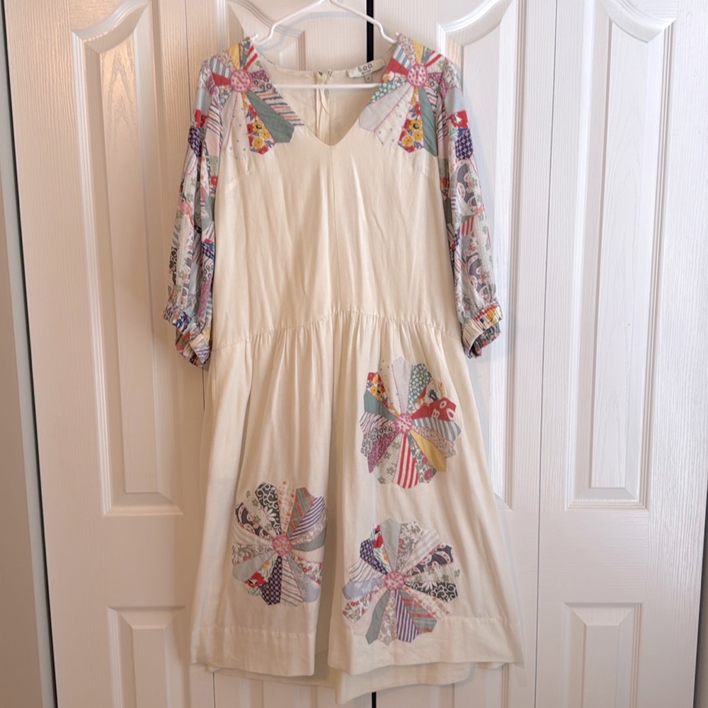Sea New York NY Paloma Midi Dress XS Patchwork Quilt Embroidered